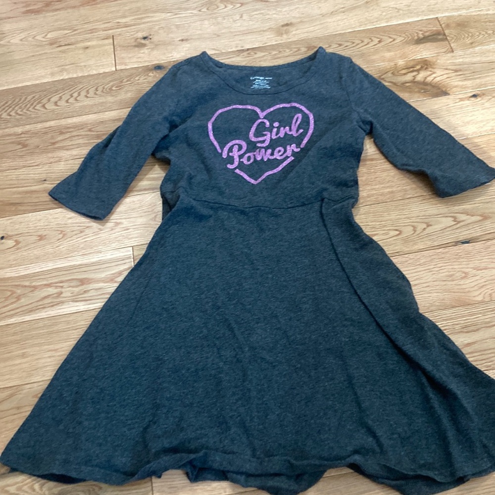 George grey half sleeve dress with Girl Power in glittery pink